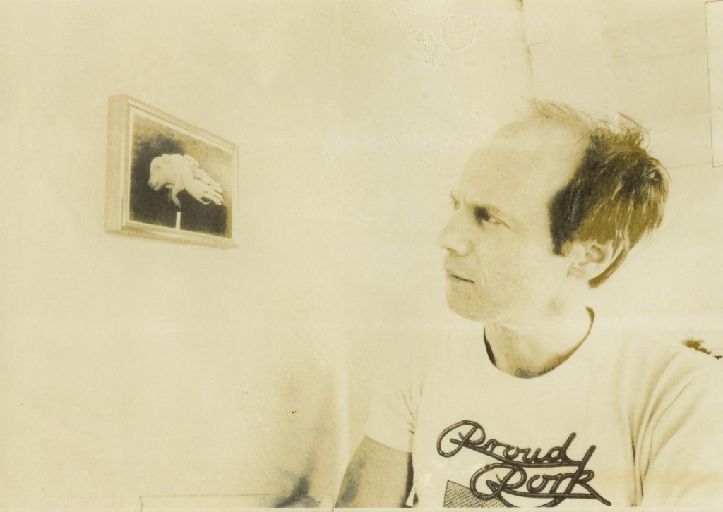 ron contemplates pork, early seventies, pig pen, Bernal, San Francisco, CA